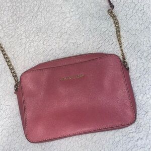 Michael Kors Pink Crossbody Bag with Gold Chain